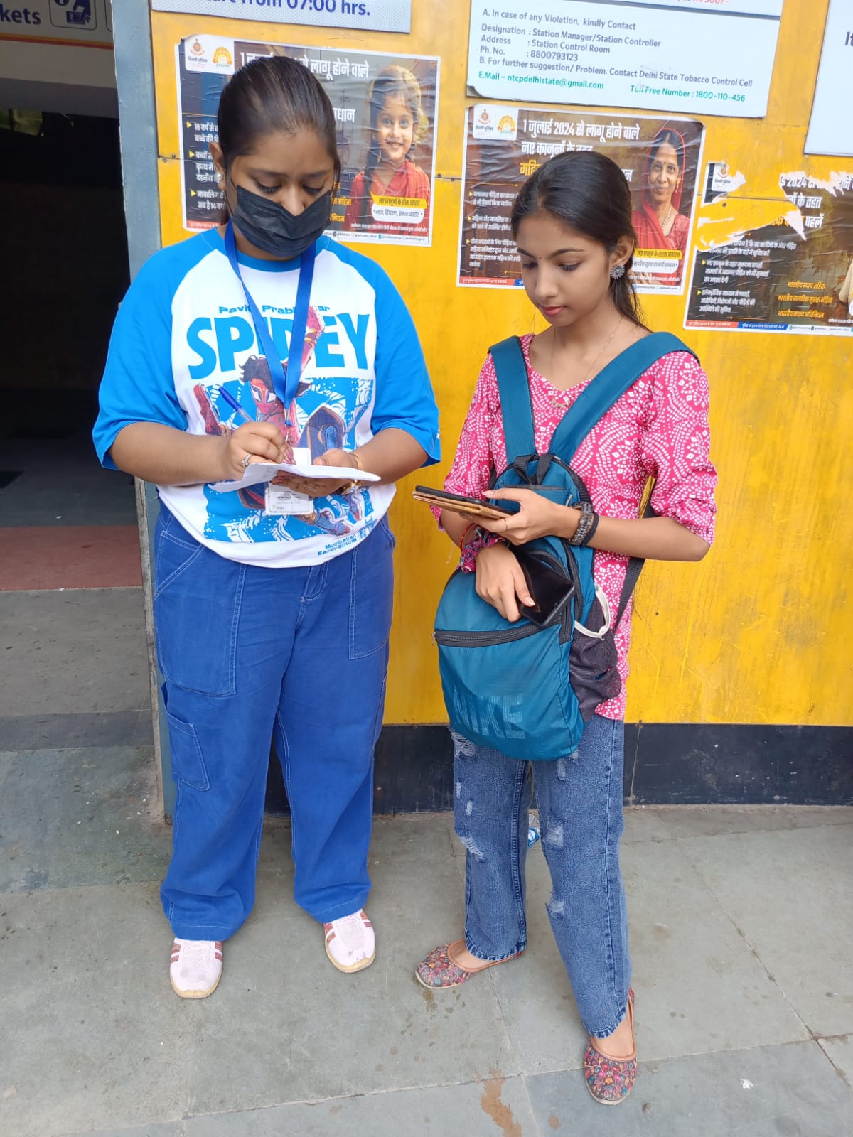 Survey fieldwork — a researcher conducts a survey